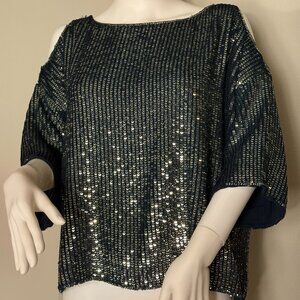 Topshop Sequined Crop Top with Shoulder Cut Outs Sz 8